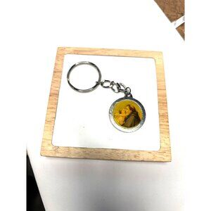 Saint Anthony Blessed Relic Keychain With Double-Sided Religious Medallion & Cha